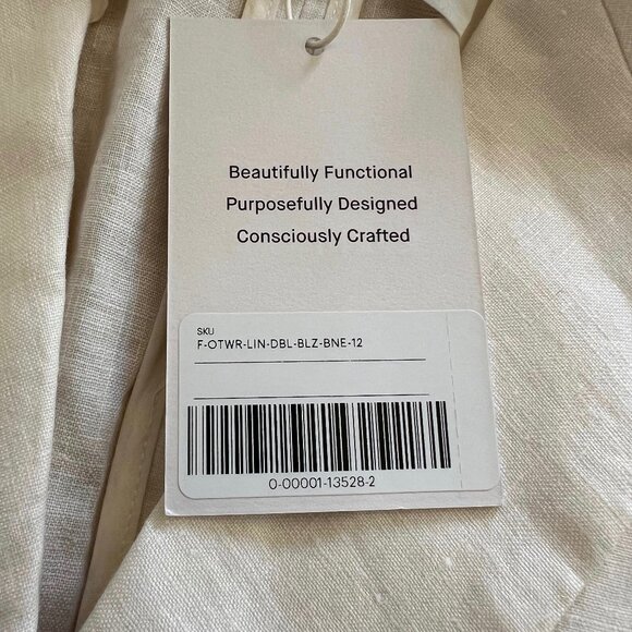 NEW Everlane The Linen Double Breasted Blazer 'Bone' Cream Ivory Size 12 NWT - Picture 10 of 10